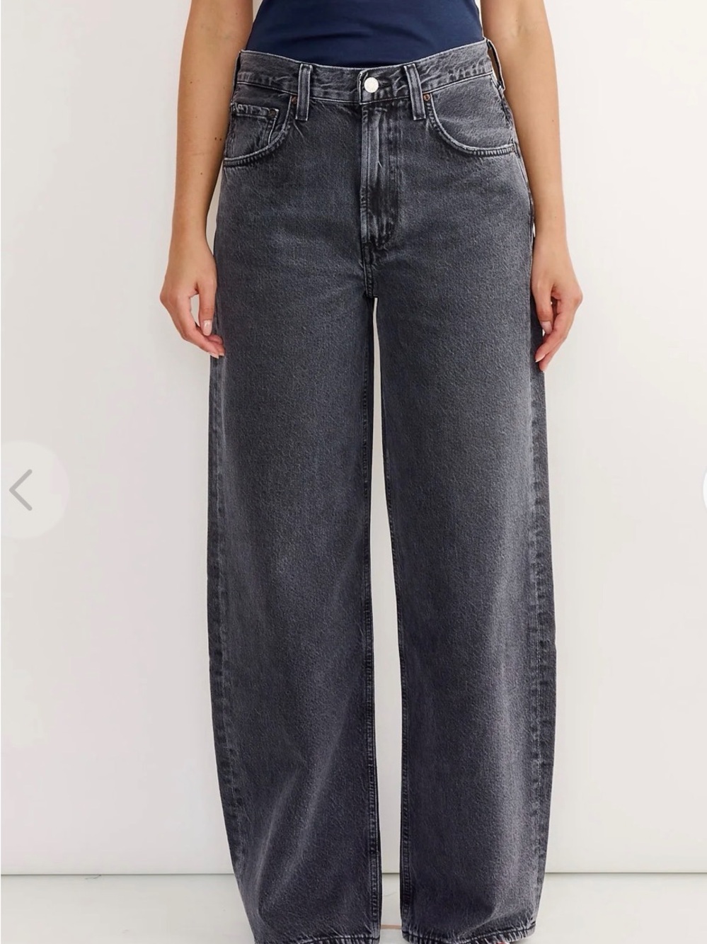 Agolde Washed Black High-Rise Wide Leg Jeans